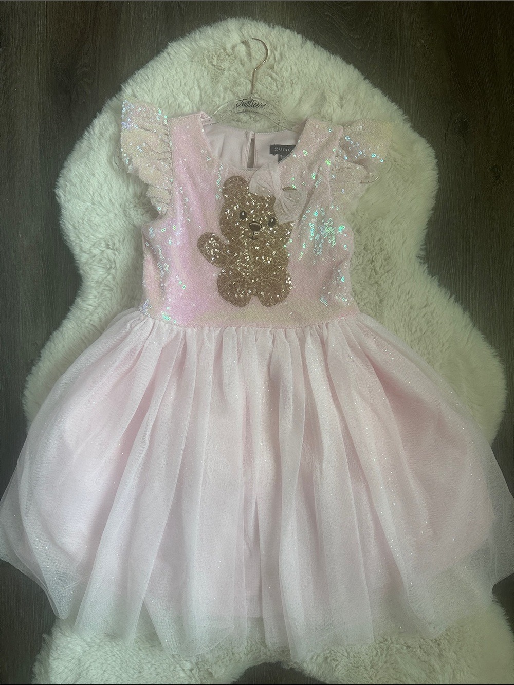 Zunie Pink Sequin Teddy Party Dress 6X